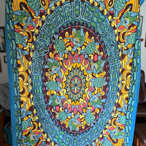 2009 55x87" Large Grateful Dead Terrapin Dance Turtles Banner Tapestry Cotton - Picture 3 of 4